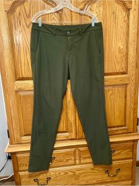Lululemon Commission Pant Slim Warpstreme Dark Green Sz 34x32 Business Casual